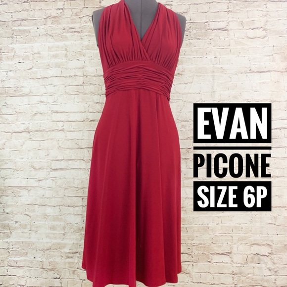 Evan Picone Dresses & Skirts - Evan Picone Jersey Knit Matte Halter Dress Red 6P